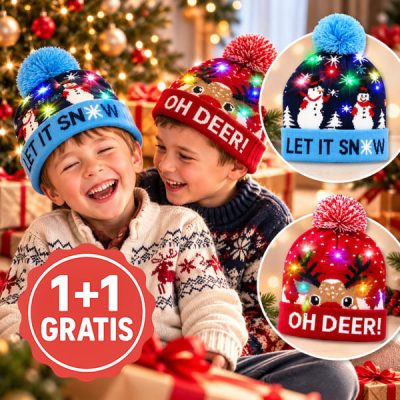 2x Коледна плетена шапка с LED светлини | XBEANIE